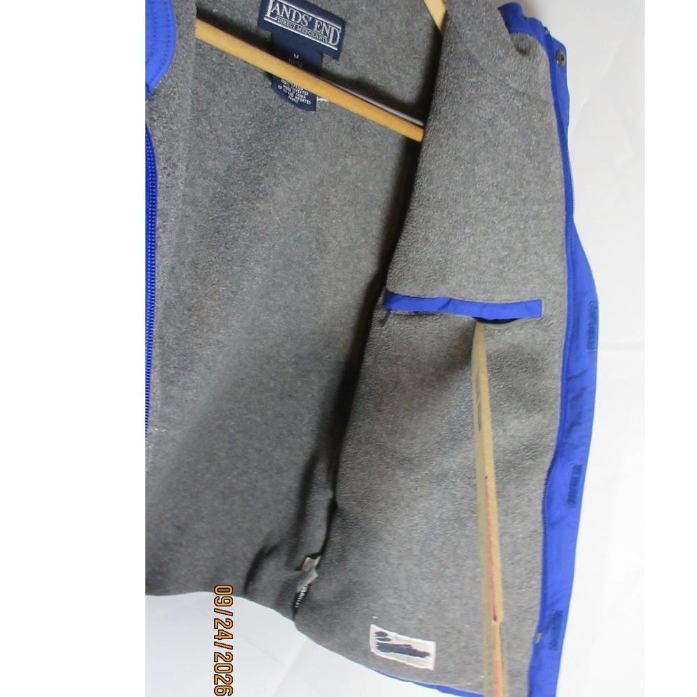 Lands End Kids Blue Squall Hooded Winter Jacket Fleece Lined Size M 10-12 - Picture 5 of 9